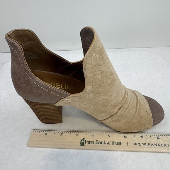 Girl Madeline Womens Size 7M Brown Suede Upper Ankle Bootie Peep Toe High Heels - Picture 13 of 13